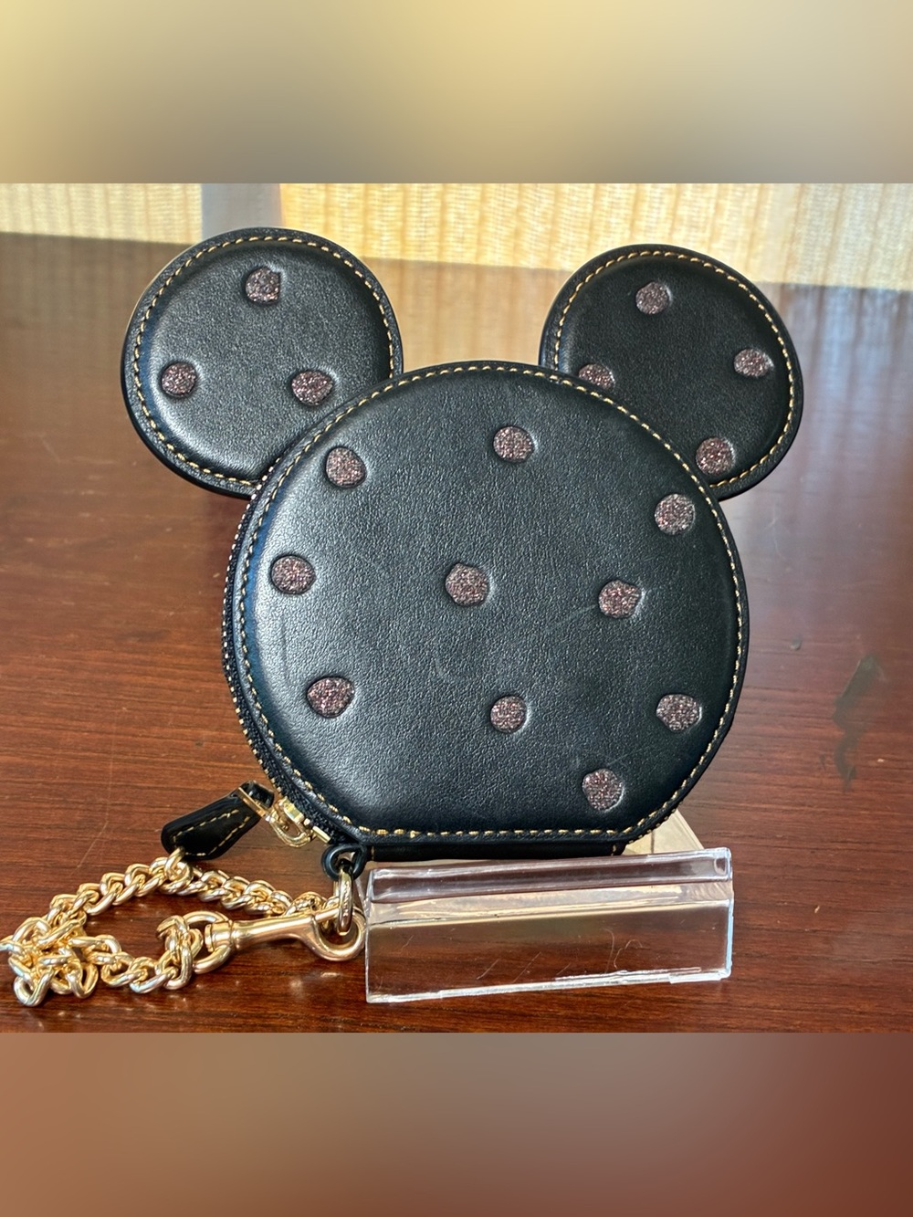 Coach x Disney Minnie Mouse Ears Leather Zipper Coin Wristlet